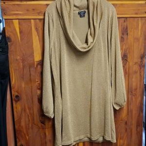 Cami Cowell Neck Dressy Tan Metallic Top Womens Plus Size 3X